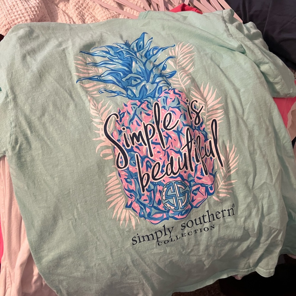 Simply Southern Aqua Tee with Pineapple Design